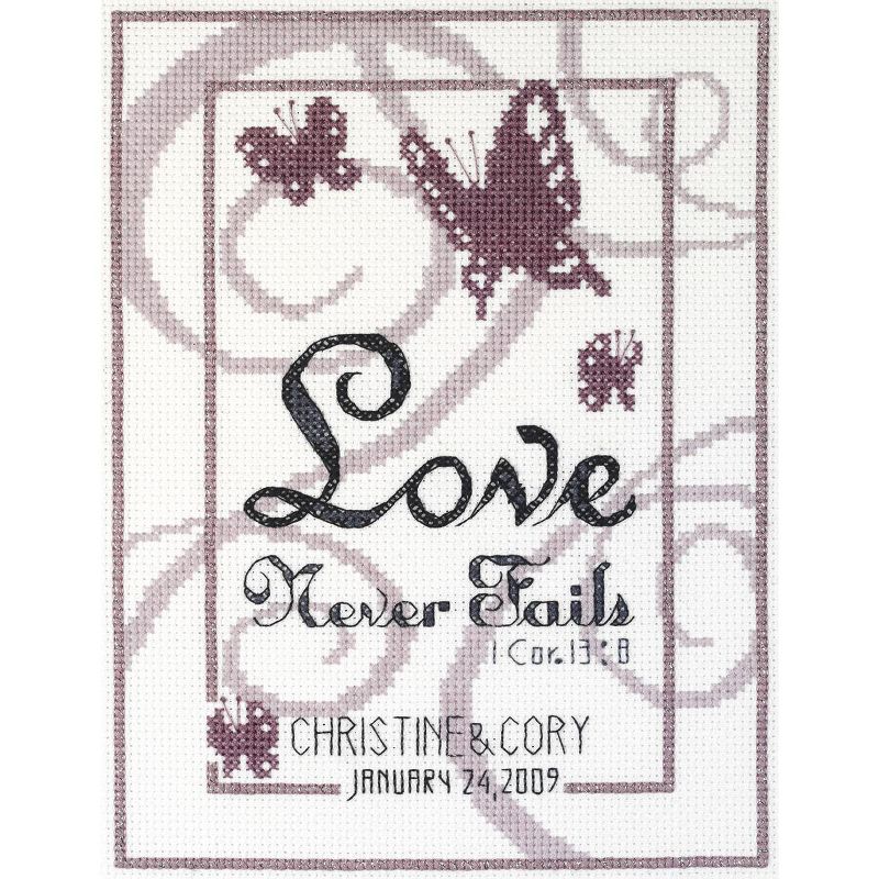 Janlynn Counted Cross Stitch Kit 6"X8"-Love Never Fails (14 Count)