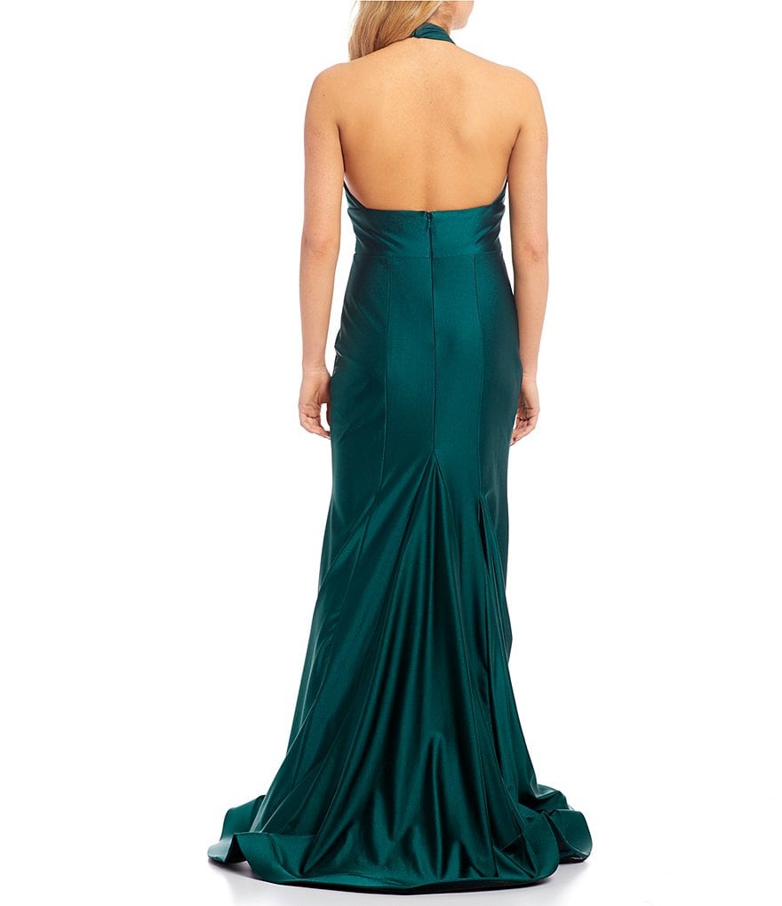 Jump Sleeveless Cowlneck Sheath Satin Dress