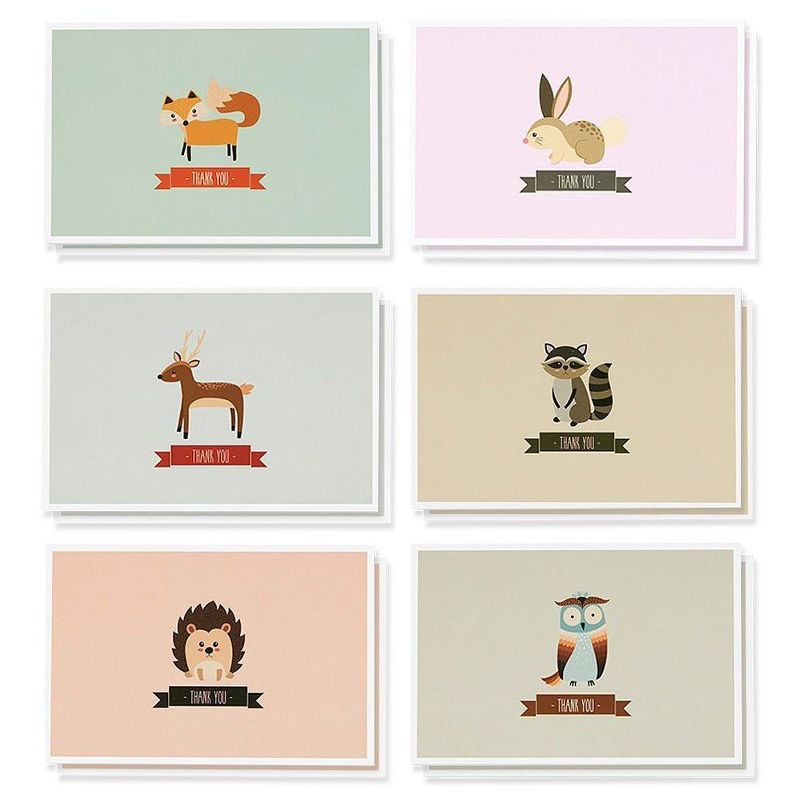 Best Paper Greetings 48 Pcs Thank You Cards Bulk Set, Woodland Animals Thank You Notes with Envelopes