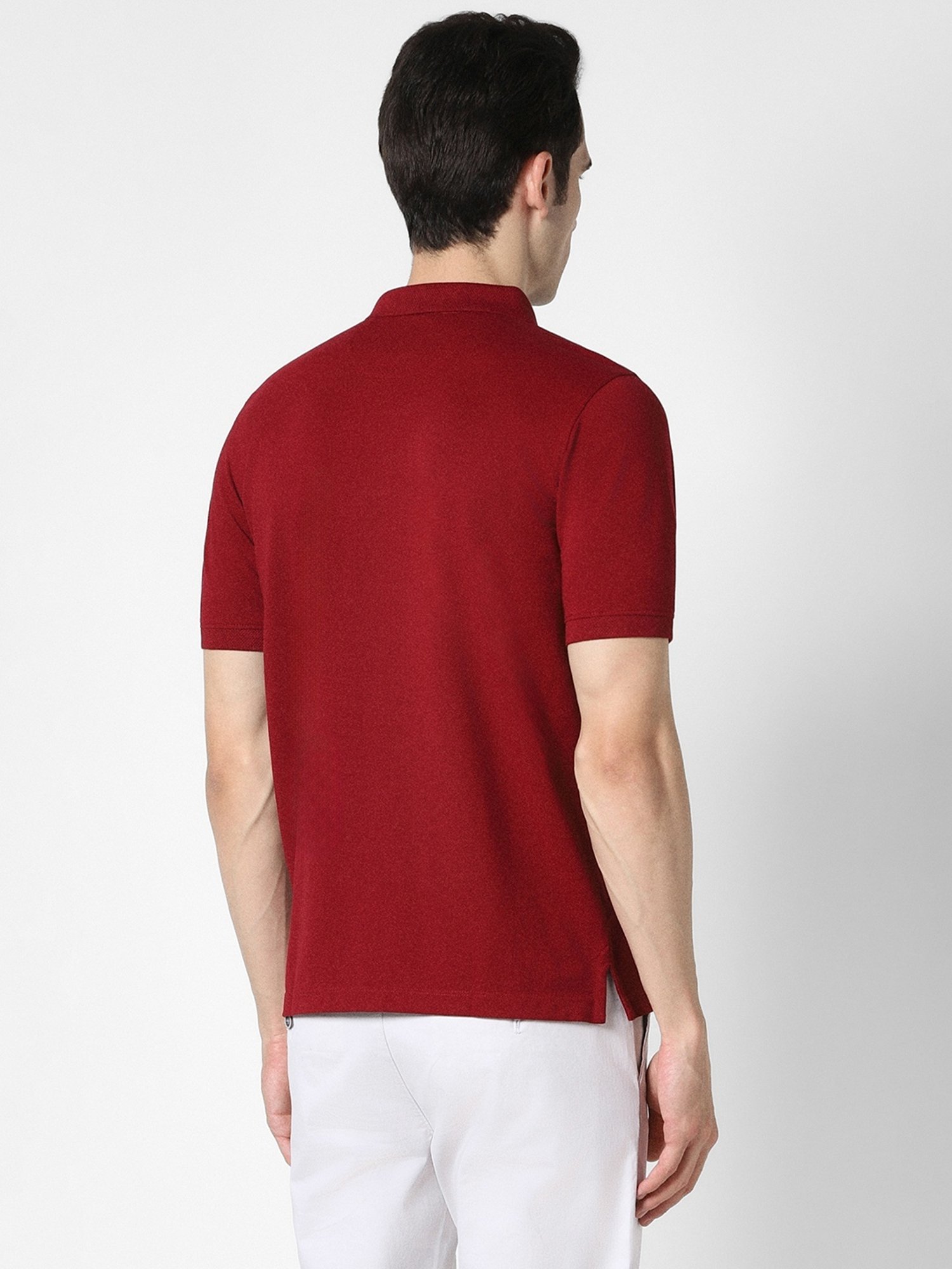 Peter England Maroon Regular Fit Polo T-Shirt