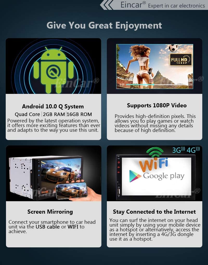 Car Radio Double Din Android 10.0 Car Stereo 2 Din GPS Navigation 7 inch Touch Screen Bluetooth in Dash Head Unit Support SWC WiFi Mirror Link 1080P Video Player with External Mic + Remote Control