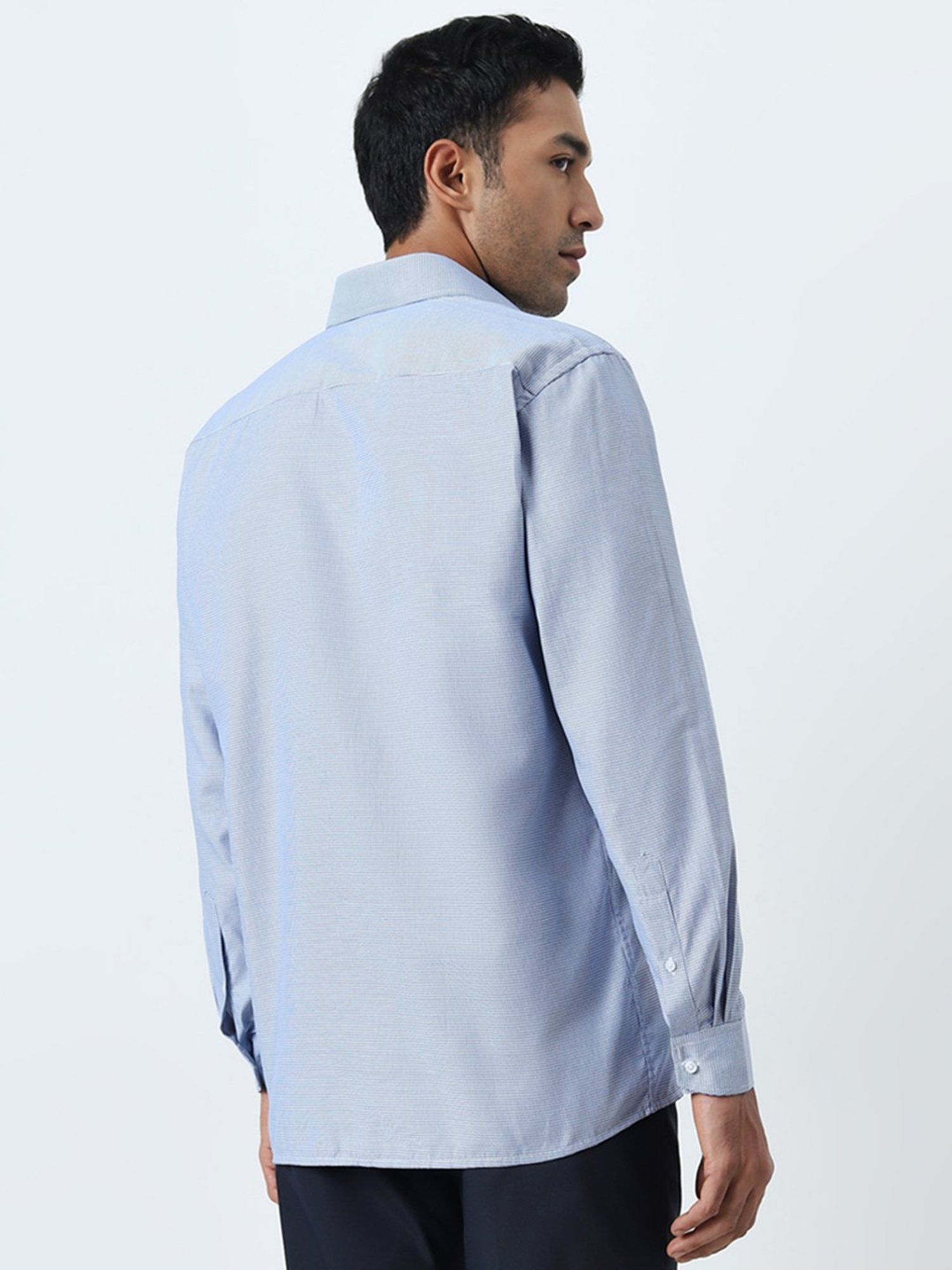 WES Formals by Westside Blue Checks Patterned Relaxed-Fit Shirt