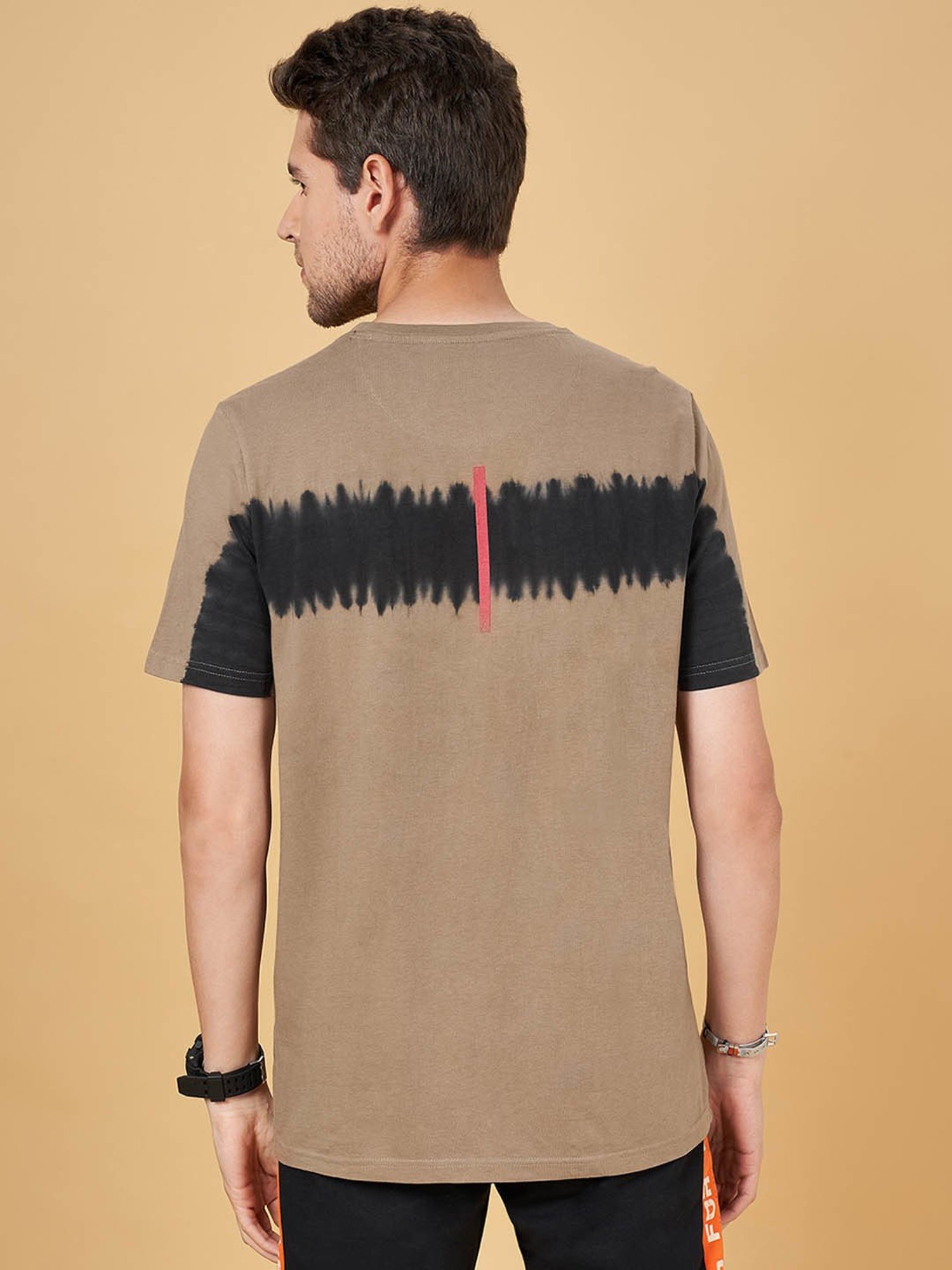 Street 808 by Pantaloons Beige Regular Fit Printed T-Shirt