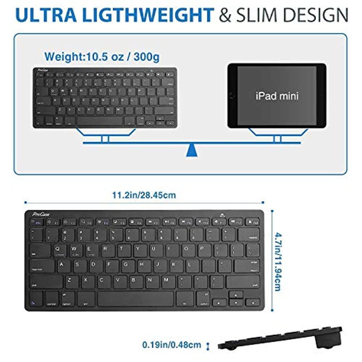 ProCase Red iPad Pro 11 Slim Stand Case 2nd Generation 2020 & 2018 Bundle with Black Slim Compact Portable Wireless Keyboard