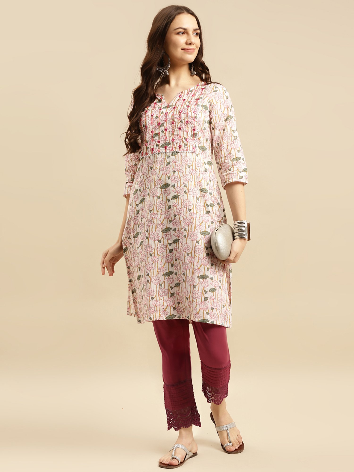 Rangita Maroon & Navy Cotton Pants - Pack of 2