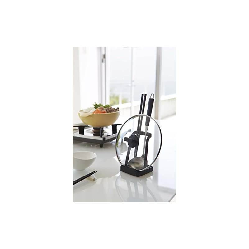 Steel Kitchen Tool Caddy Stand for Ladle, Chopsticks & Lids in Black Finish