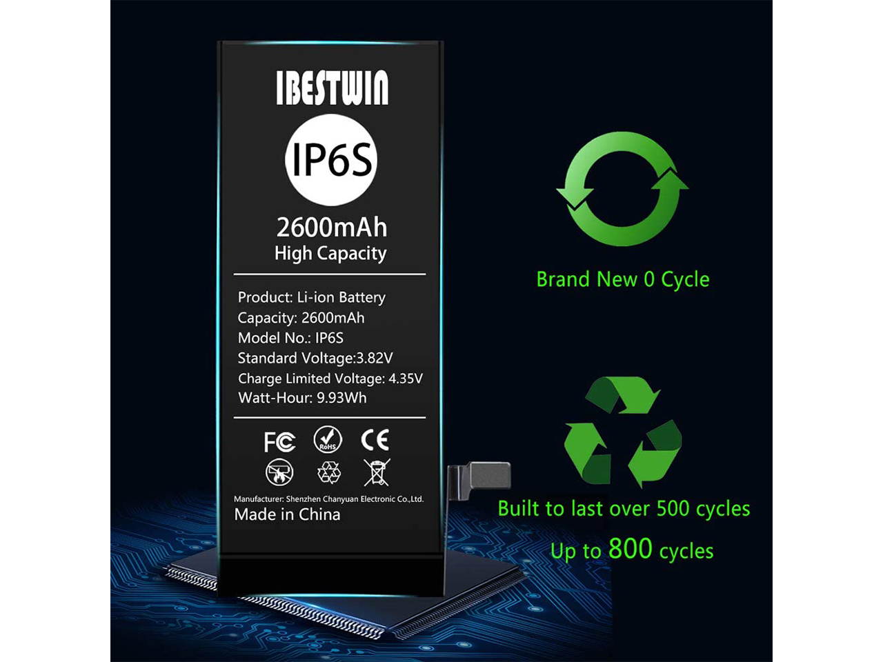 Battery for iPhone 6s, IBESTWIN 2600mAh Battery Replacement Kit for iPhone 6s with Full Remove Tool Kit and Instruction High Capacity(Only for IP 6s)