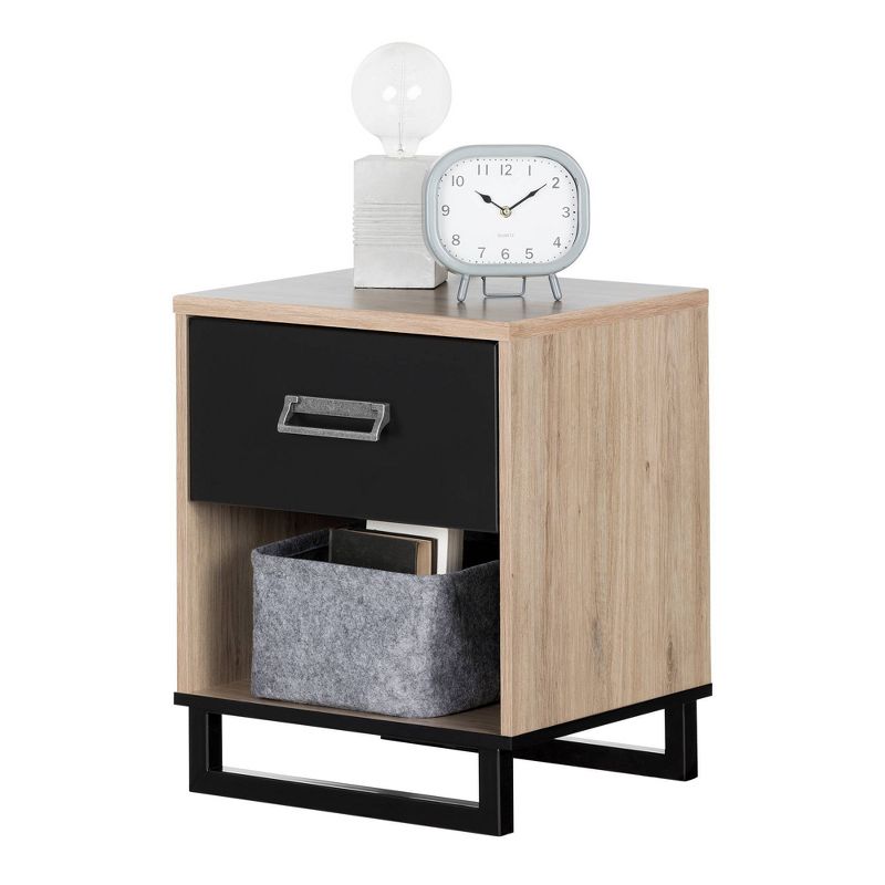 Induzy 1 Drawer Nightstand Rustic Oak and Matte Black - South Shore