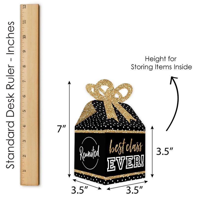 Big Dot of Happiness Reunited - Square Favor Gift Boxes - School Class Reunion Party Bow Boxes - Set of 12