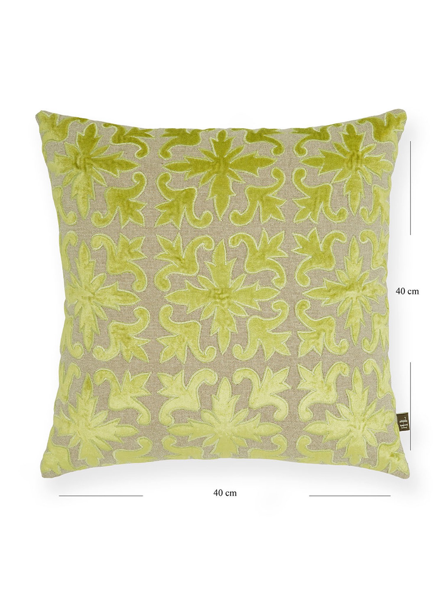 Pure Home and Living Green Velvet Appliqued Cushion Cover