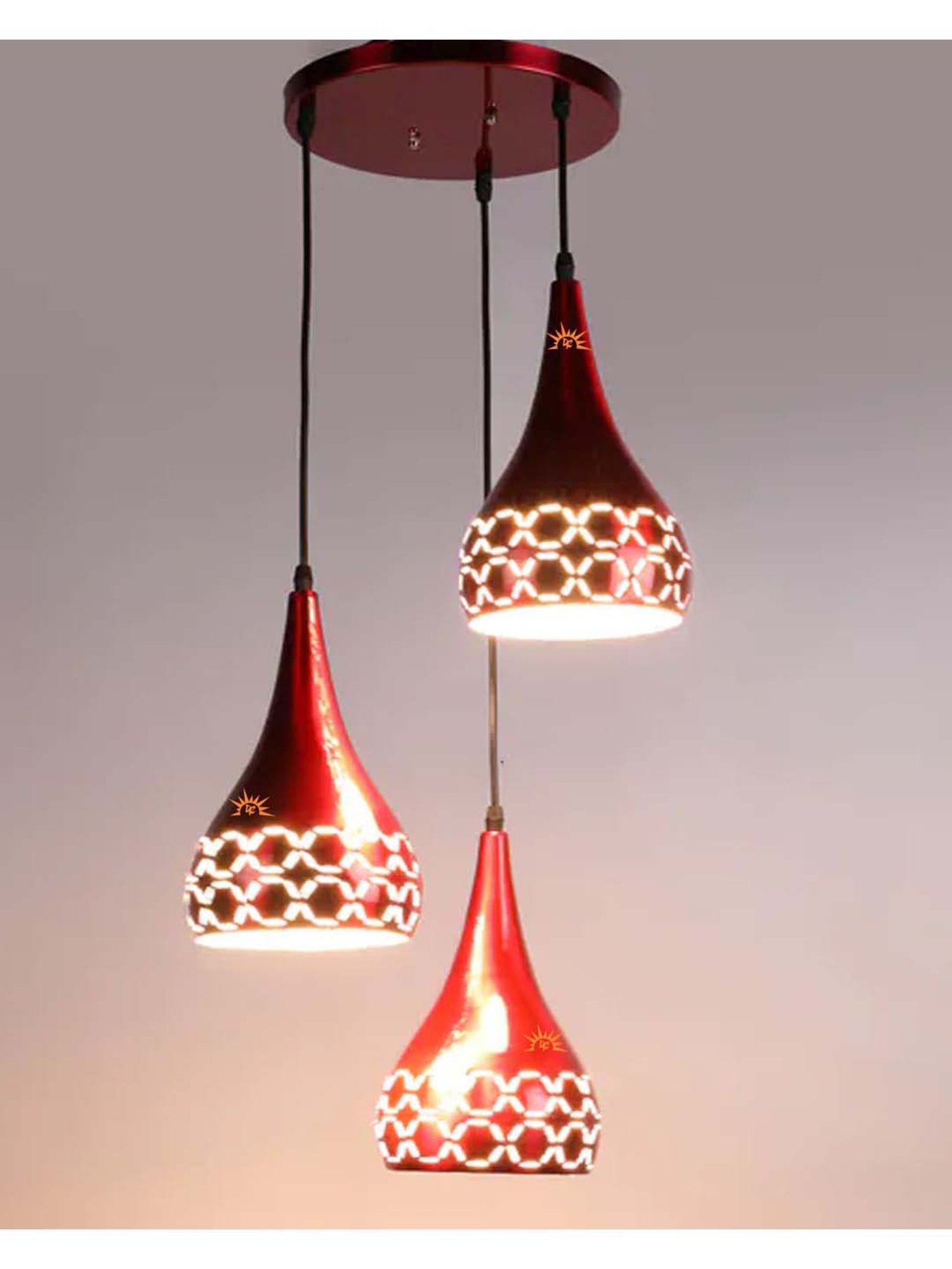 DecorativeRay Red Aluminium Hanging Light - Set of 1