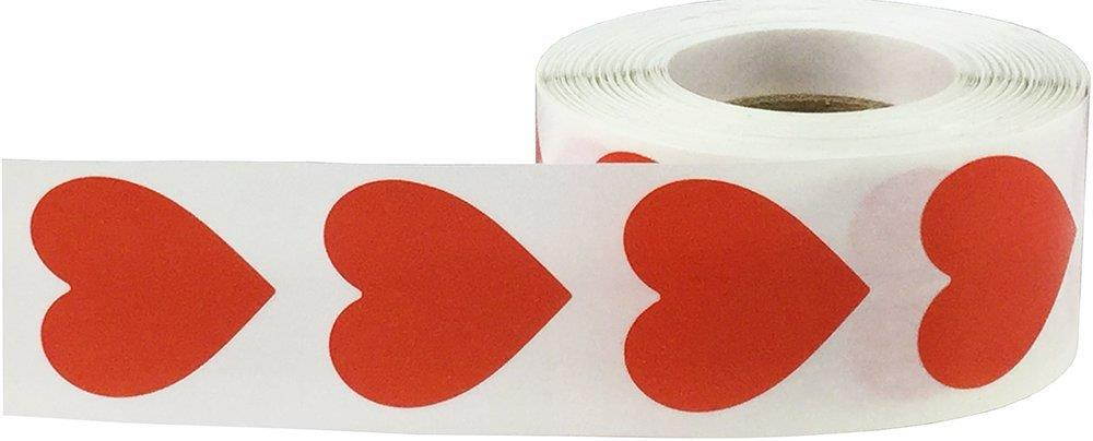 Red Heart Stickers, 1 Inch in Size, 500 Labels on a Roll