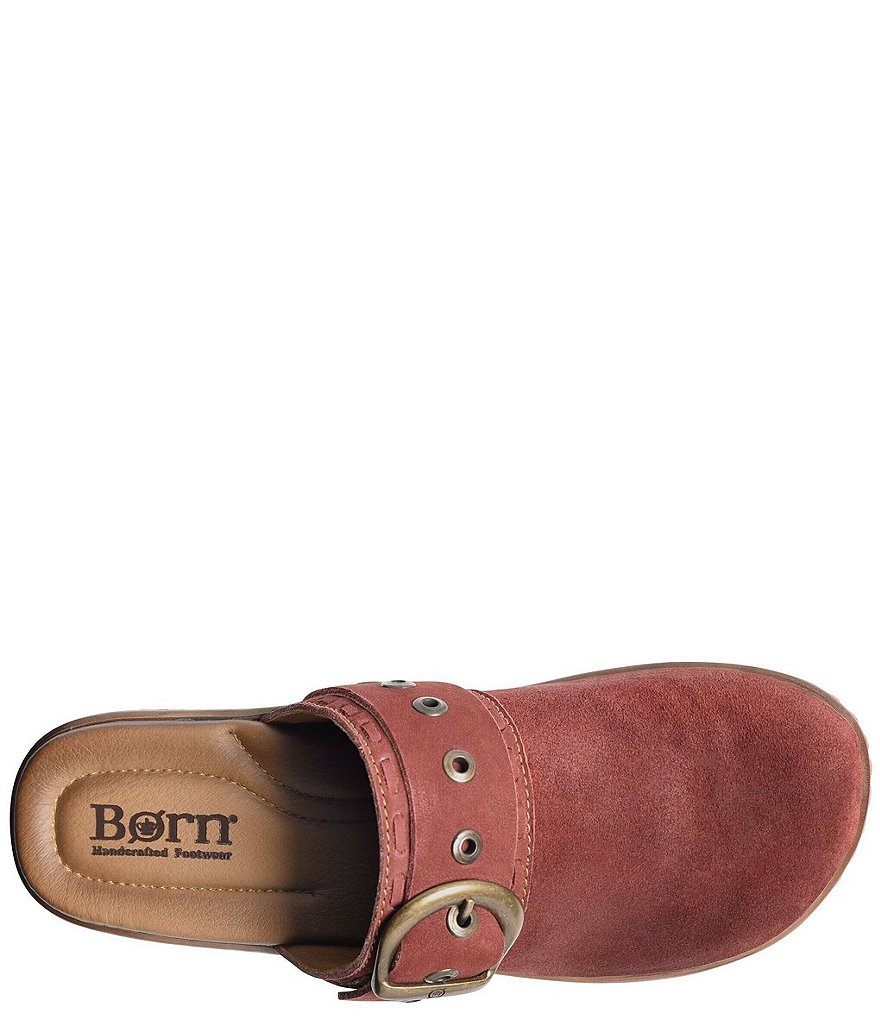 Born Banyan Suede Buckled Strap Suede Leather Clogs