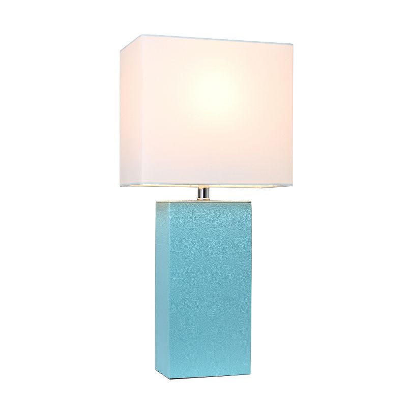 21" Monaco Avenue Modern Leather Table Lamp Aqua - Elegant Designs