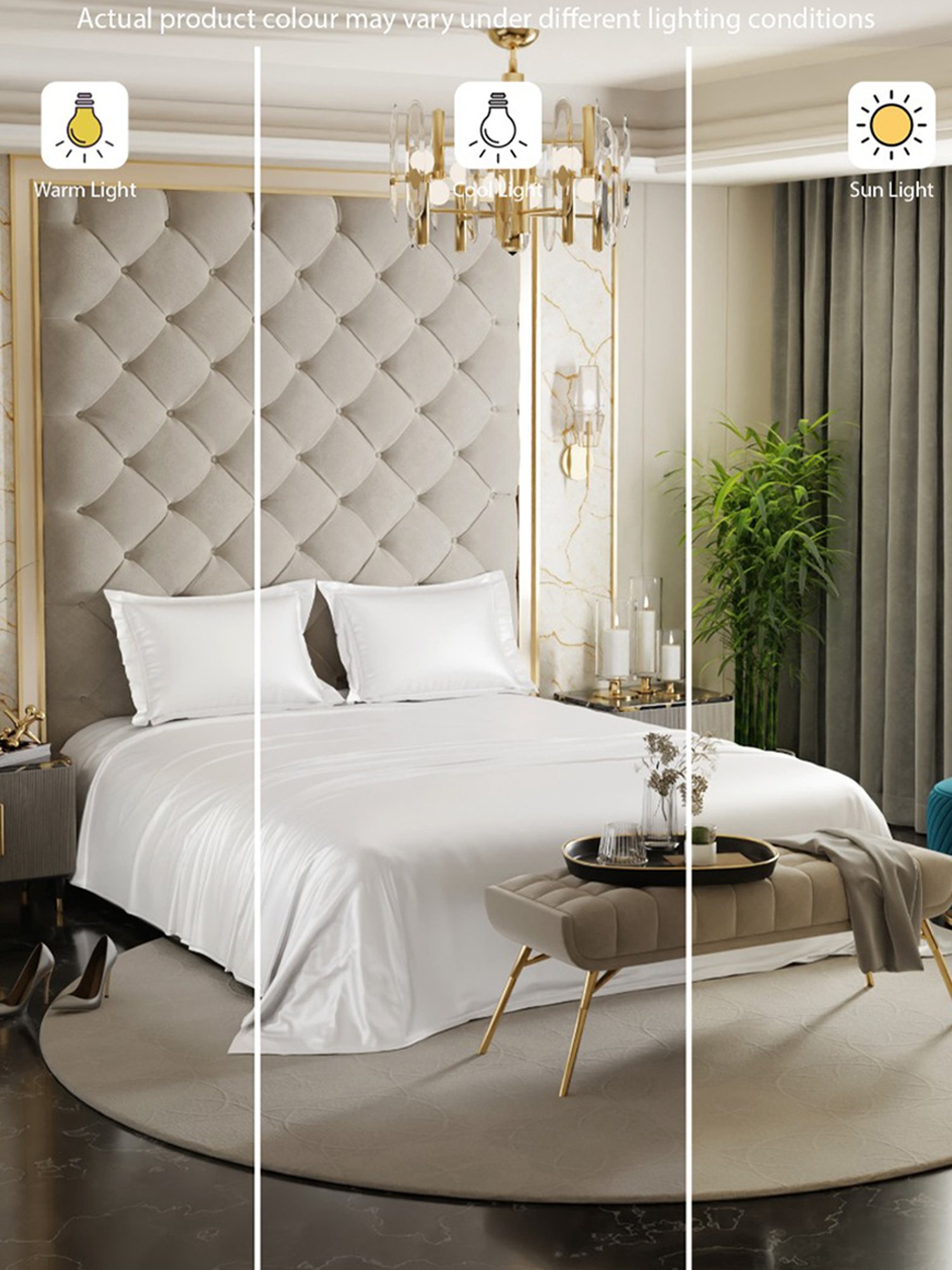 Stoa Paris Date Night White Polyester 300 TC King Bedsheet with 2 Pillow Covers