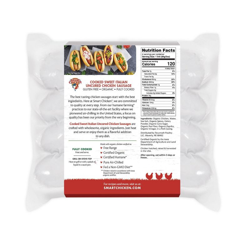 Smart Chicken Fully Cooked Organic Sweet Italian Chicken Links - 12oz