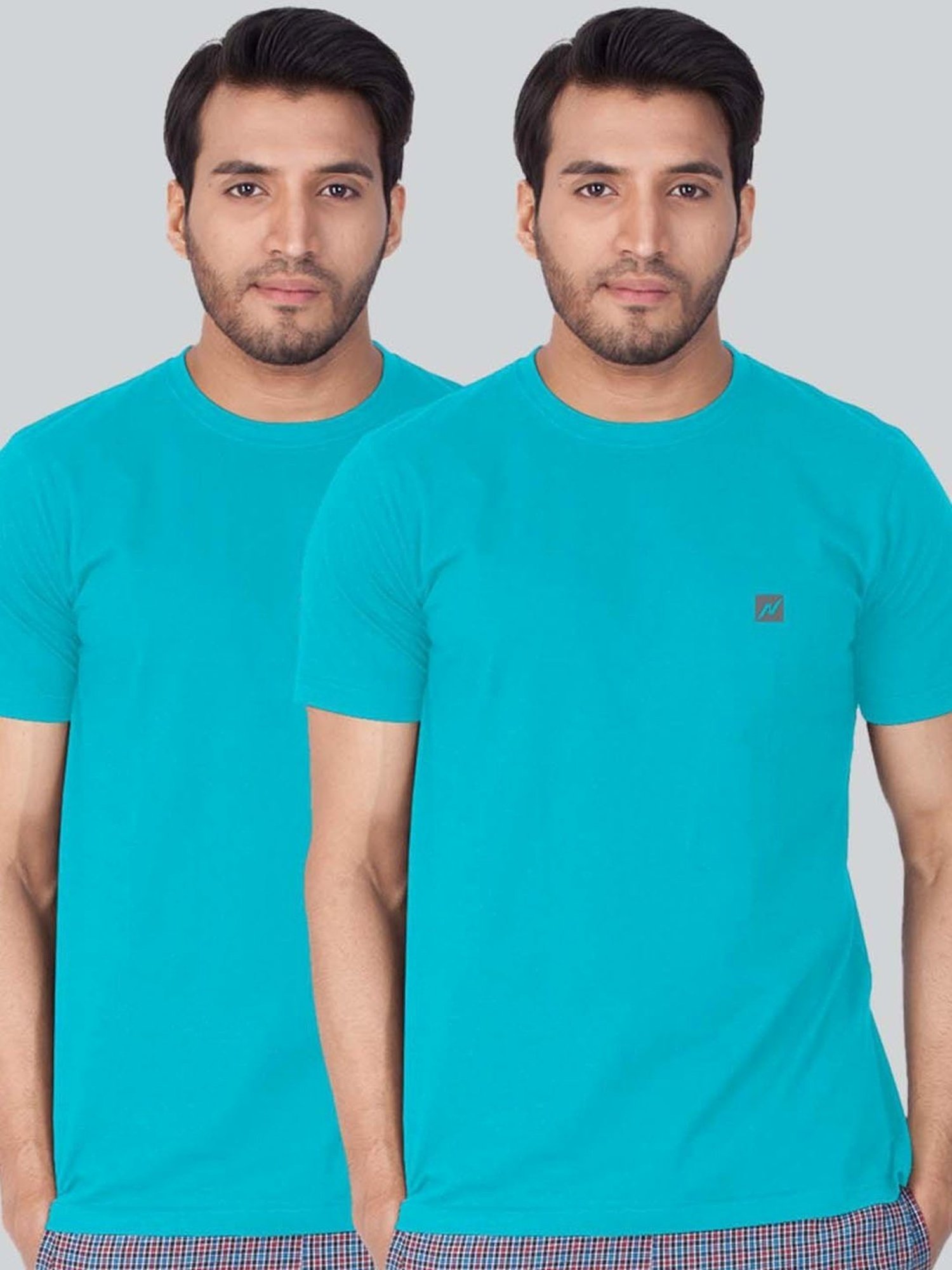 Lux Nitro Turquoise Regular Fit T-Shirt Pack of - 2