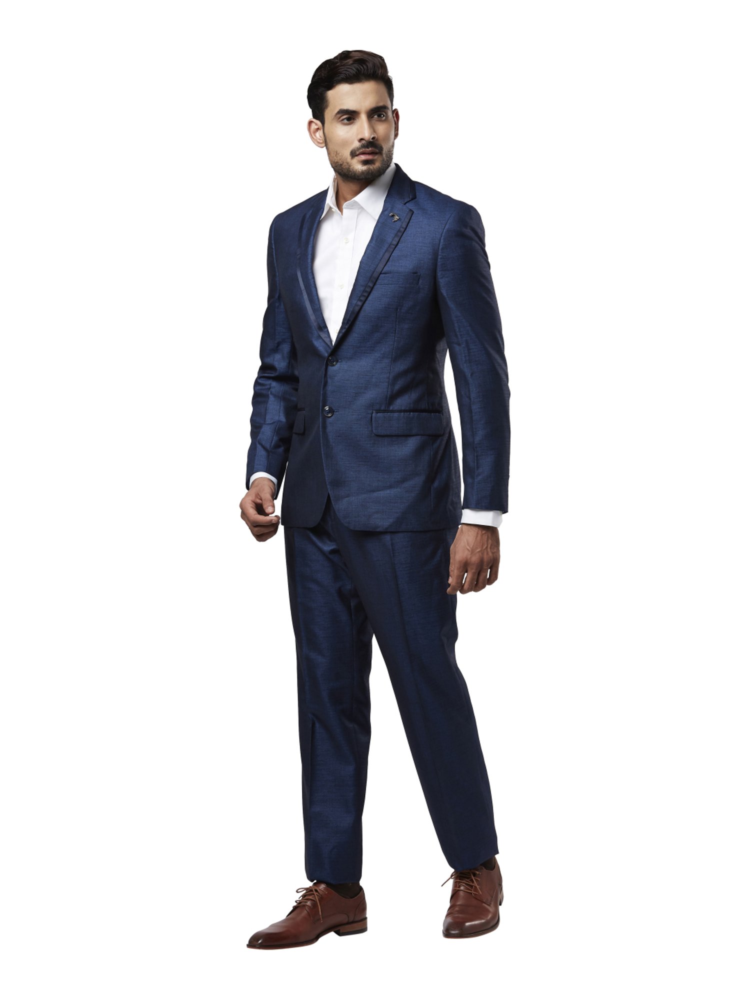 Raymond Blue Regular Fit Self Pattern Two Piece Suit