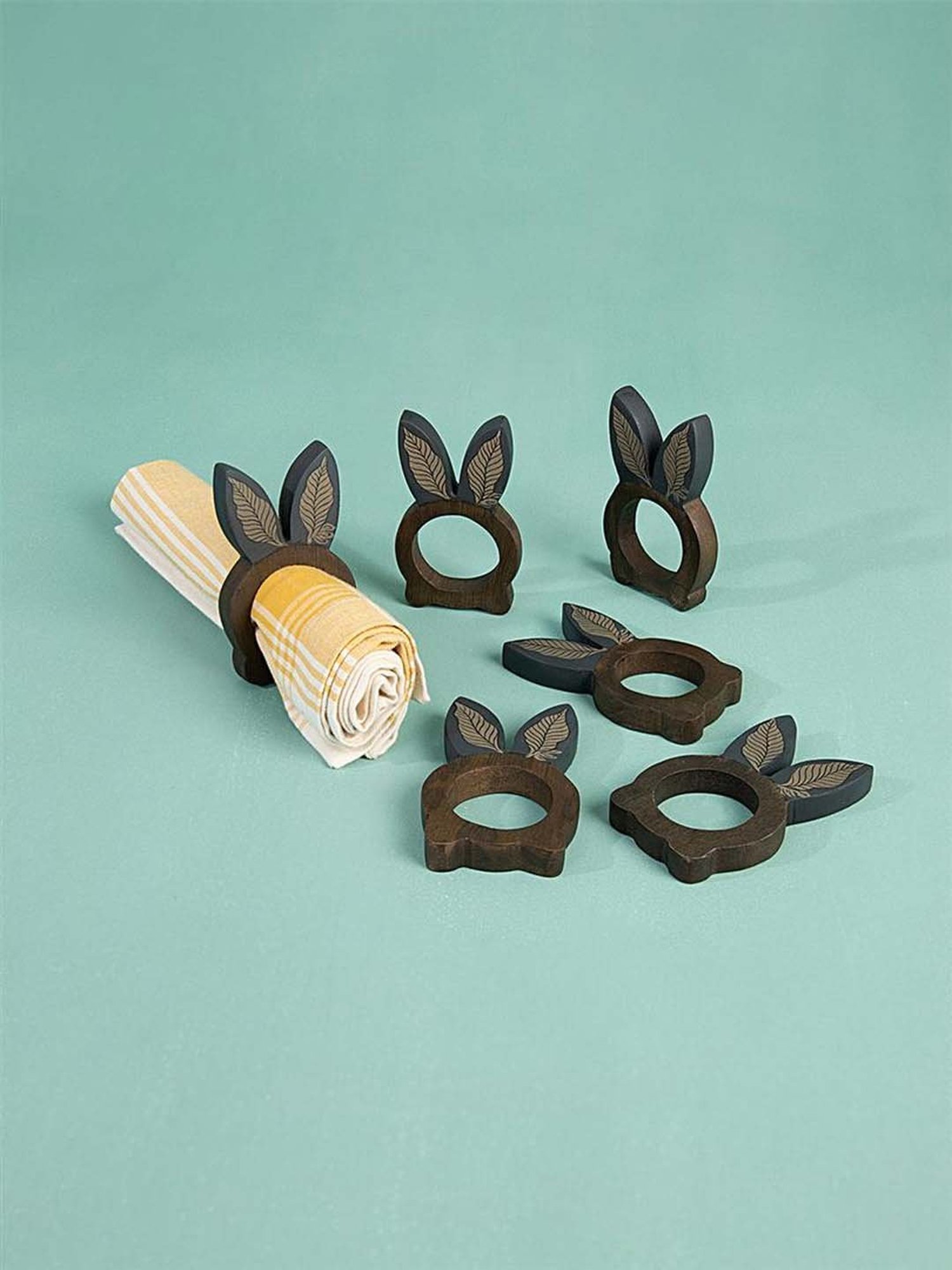 ExclusiveLane The Dancing Peacock Brown Sheesham Wood Napkin Holder - Set of 1