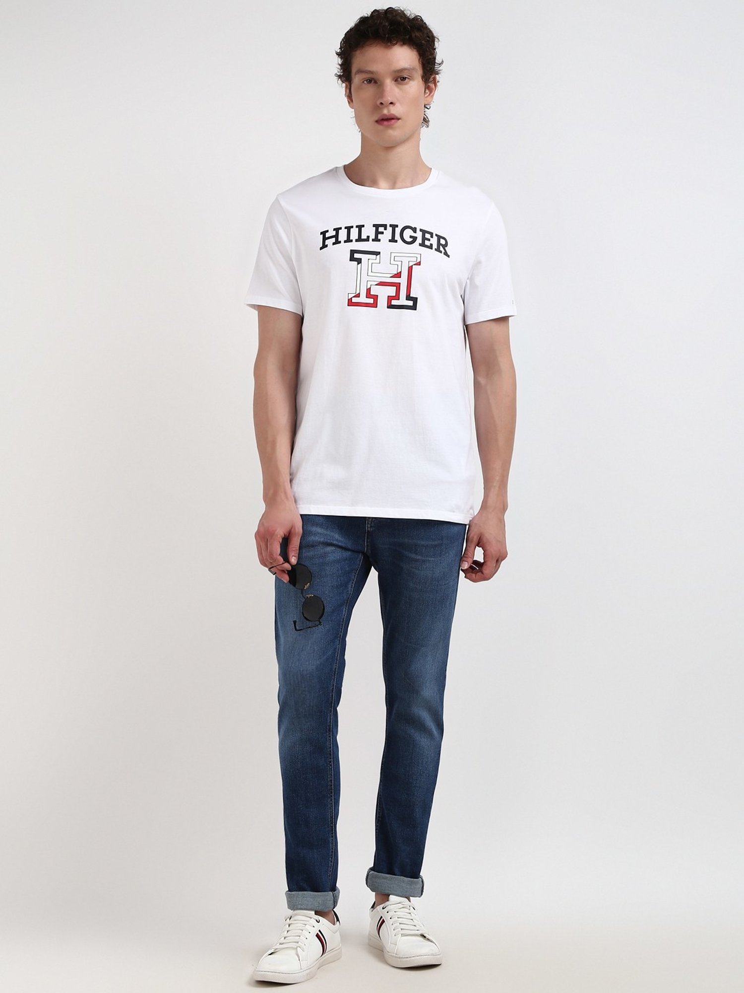 Tommy Hilfiger White Regular Fit Printed T-Shirt