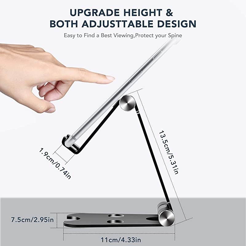 Tablet Stand , Cell Phone Stand, Phone Stand,Tablet Stand : Desktop Stand Holder Dock Compatible with Tablet Such as iPad Pro 10.5, 12.9 Air Mini 4 3, Kindle, E-Reader (4-13") (Black)