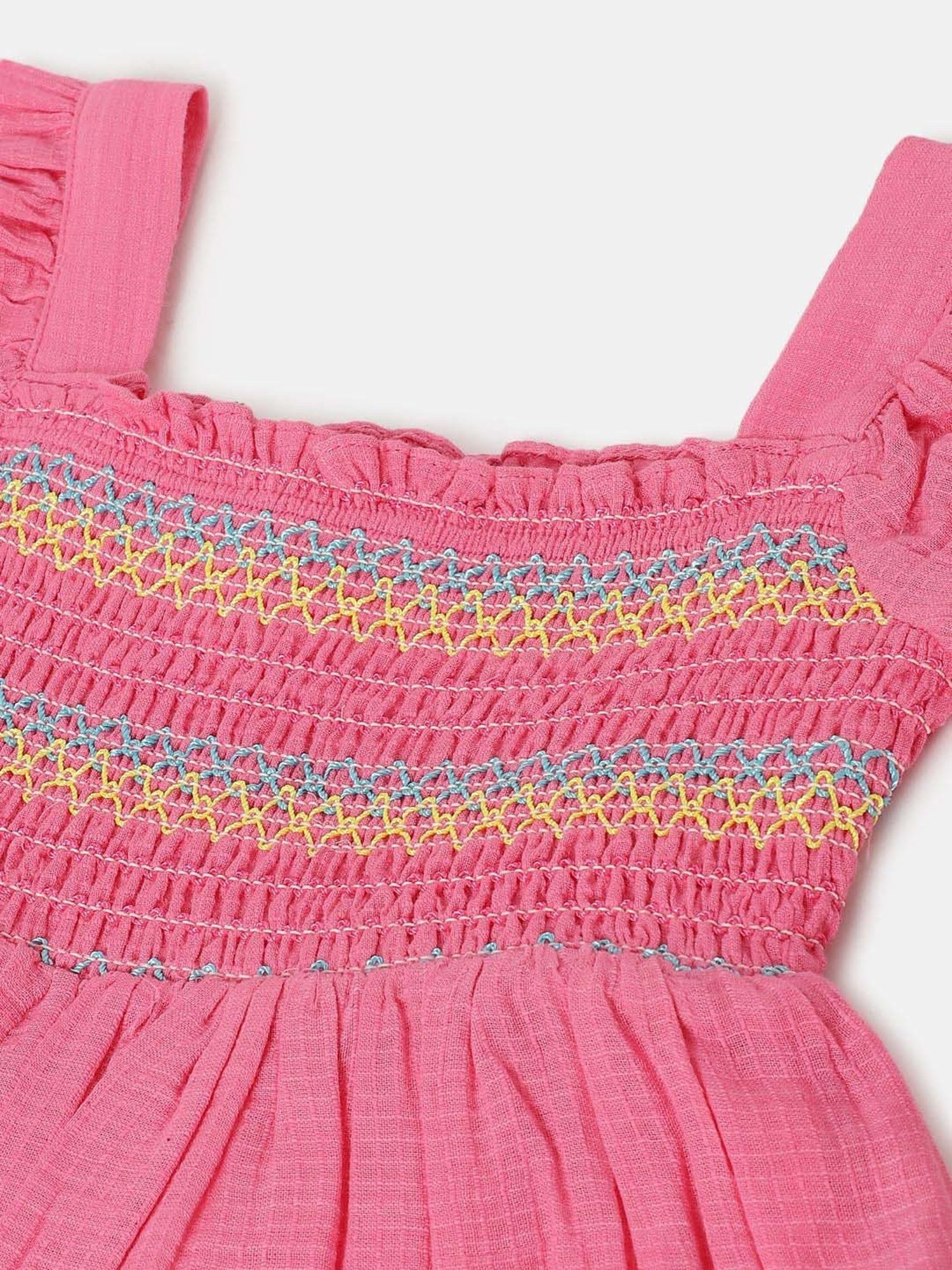 Blue Giraffe Kids Pink Cotton Dress