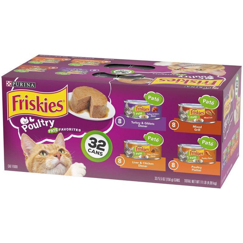 Purina Friskies Paté Wet Cat Food Poultry Favorites - 5.5oz/32ct Variety Pack