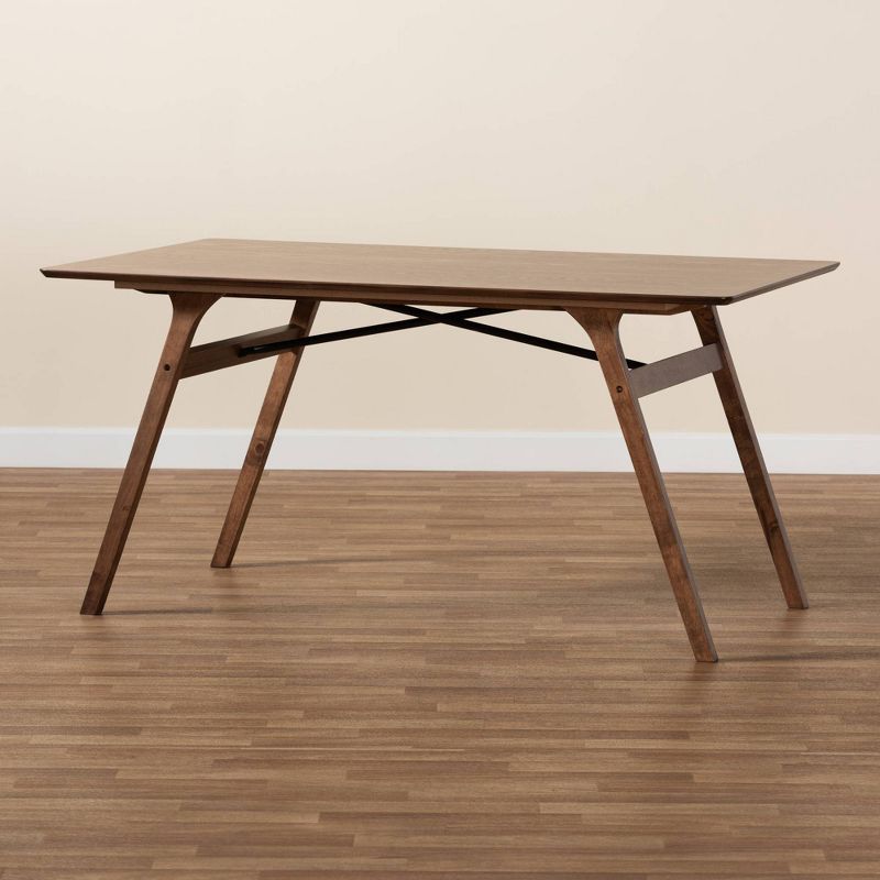 Saxton Wood Dining Table Walnut Brown/Black - Baxton Studio