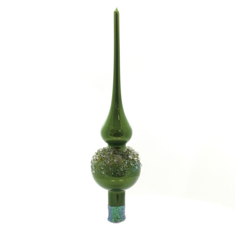 Christina's World 10.0" Green Finial With Crystals Tree Topper Christmas Ball  -  Tree Toppers