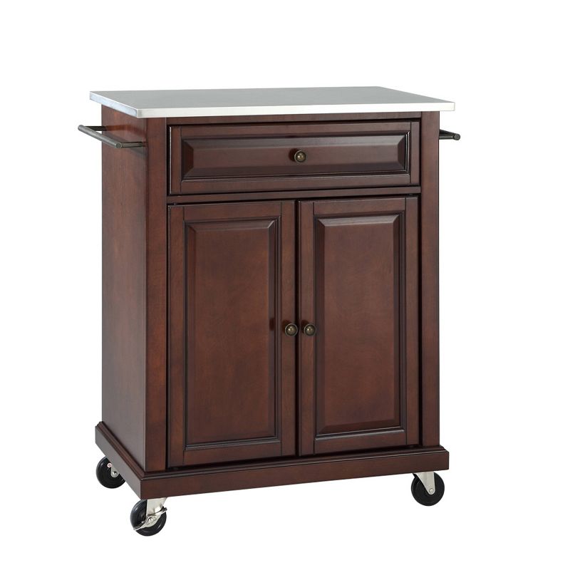 Compact Stainless Steel Top Kitchen Cart Mahogany - Crosley