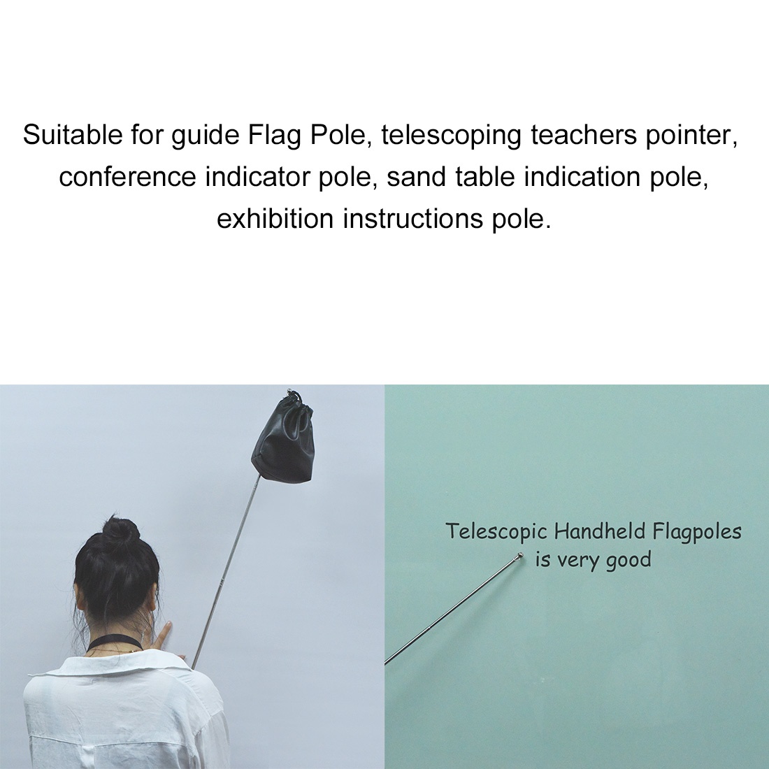3.94ft/1.2M,Telescopic Handheld Flagpoles,Stainless Steel,Telescopic Guide Flag Pole,Teaching Pointer,for Tour Guides and Teachers,Blue