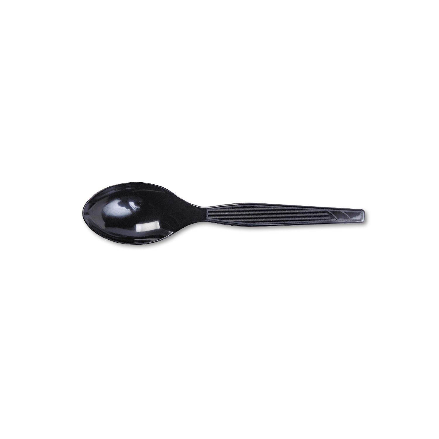 Dixie Medium Weight Black Plastic Utensils - 100 / Box - 1000 Piece(s) - 1000/Carton - 1000 x Teaspoon - Plastic, Polystyrene - Black
