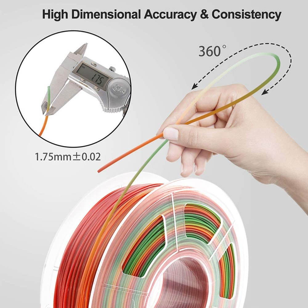 Aystkniet PETG Filaments 1.75mm, Premium 3D Printer Rainbow Filament Dimensional Accuracy +/- 0.02 mm, 1KG 2.2LBS Spool Printing Consumables, Fit Most FDM Printer