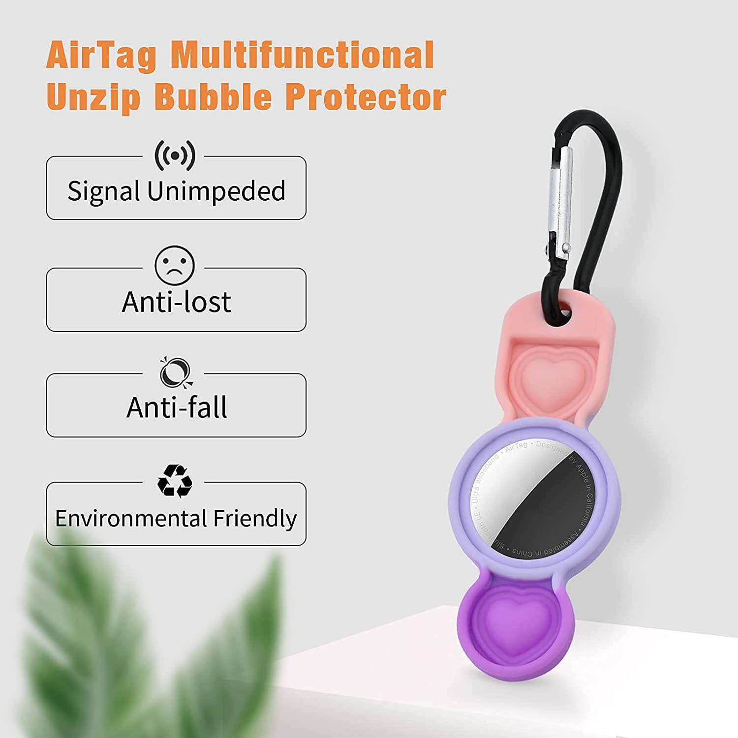 yinhua Airtag Keychain 2 Pack, Airtag Silicone Case with Bubble Fidget, Protective Cover Compatible with Airtag 2021, Stress Relieve, Anti-Scratch, Contrasting Color, Airtag Not Included