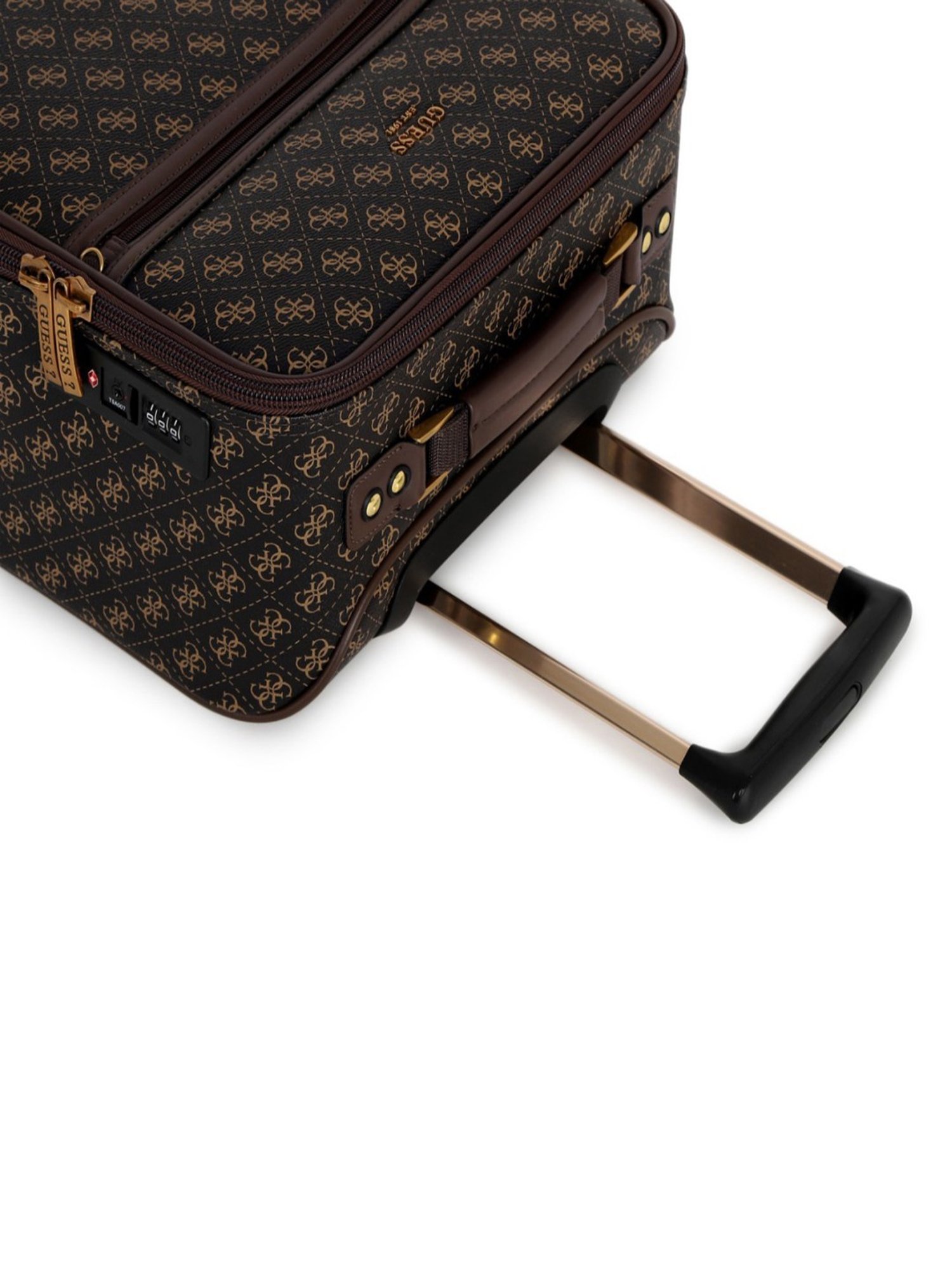 Guess Brown 8 wheels Small Soft Cabin Trolley Bag