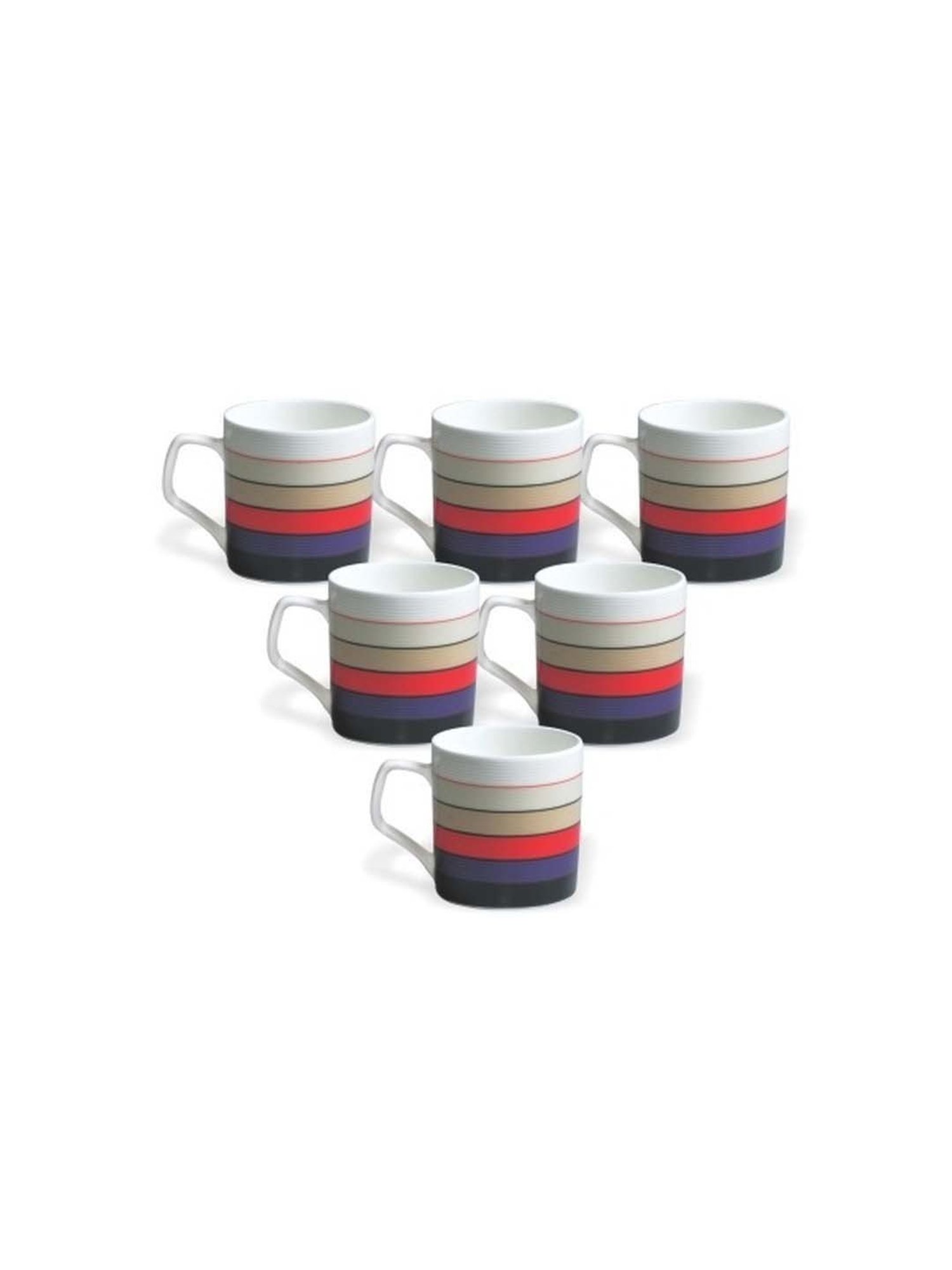 Clay Craft Multicolor Fine Ceramic Coffee & Tea Mugs (170 ml) - Set of 6