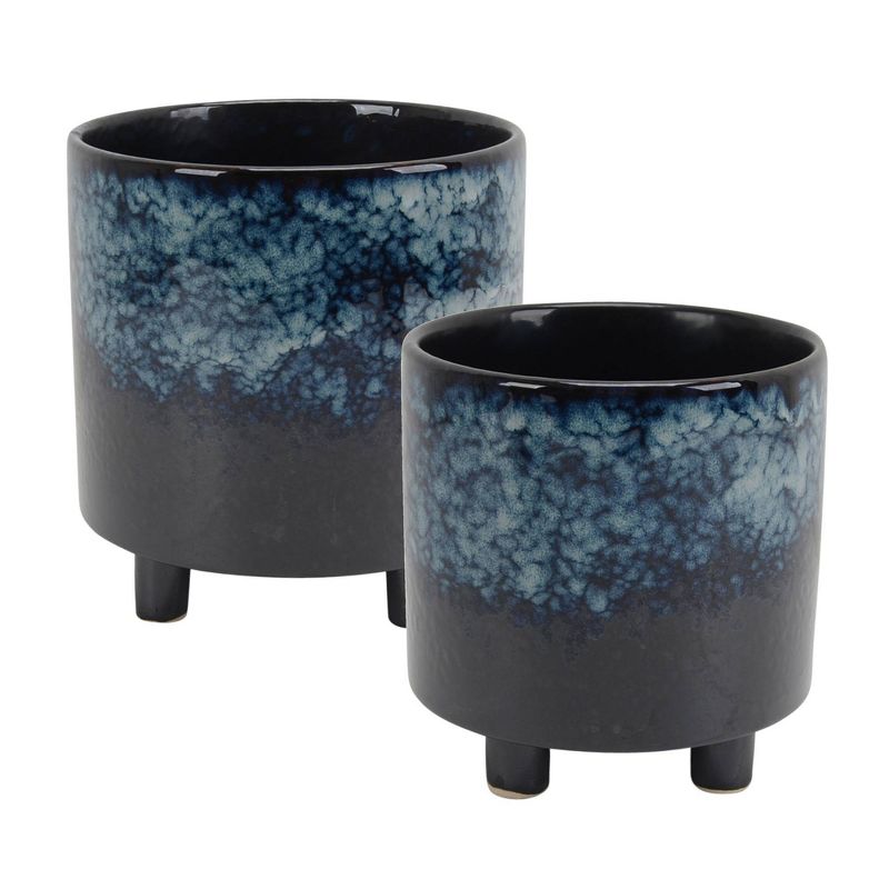 2pk Ceramic Footed Planters Blue - Sagebrook Home