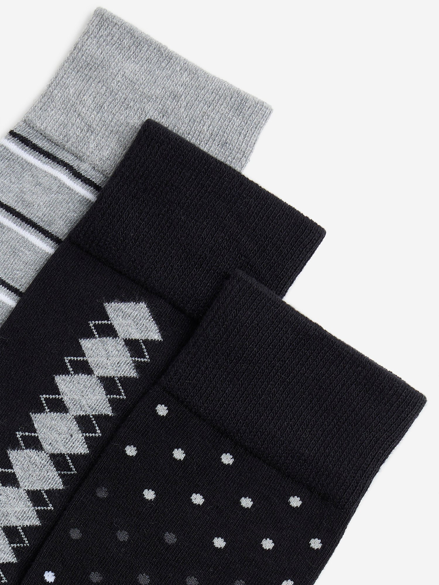 WES Lounge by Westside Black Print Full-Length Cotton Socks - Pack of 3