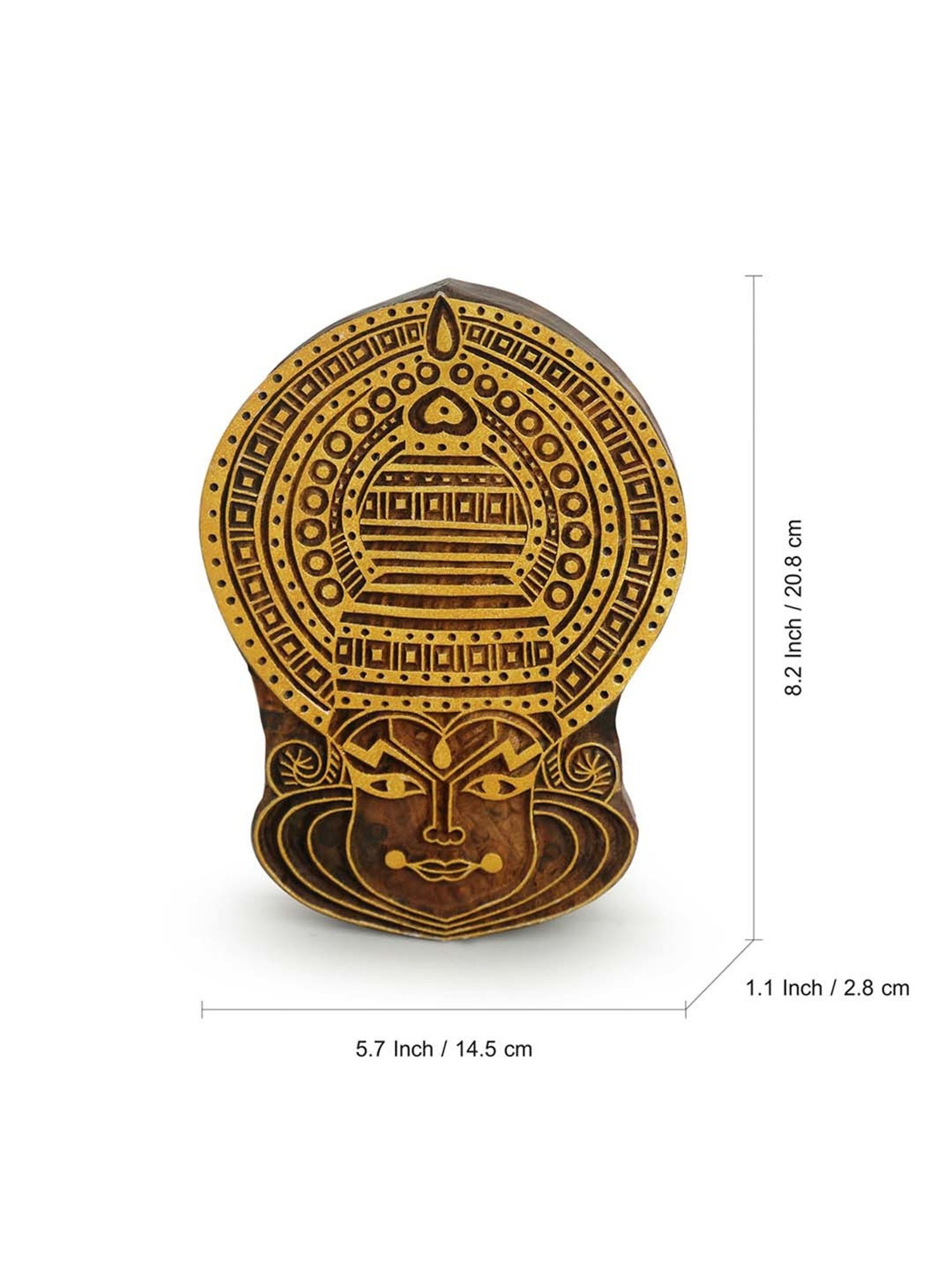 ExclusiveLane 'Kathakali Maquillage' Hand Carved Block Wall Decor In Sheesham Wood