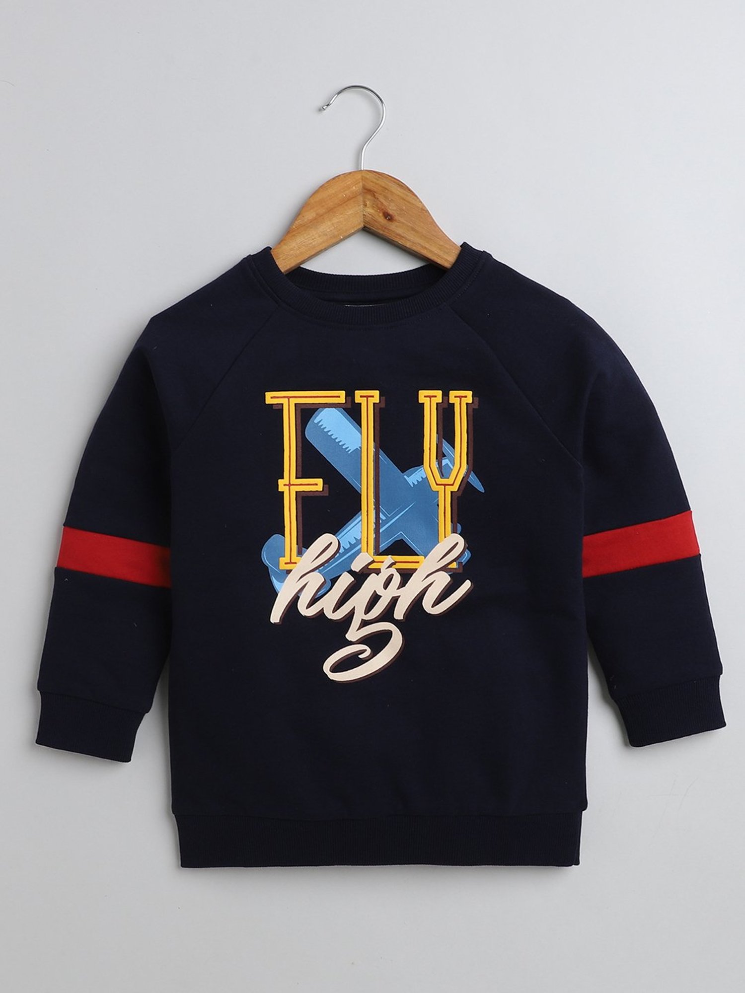 Bumzee Boys Navy Printed Full Sleeves Sweatshirt