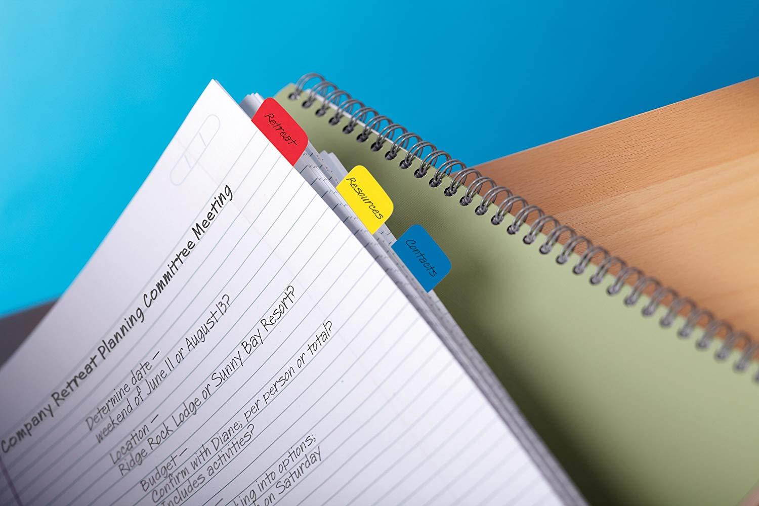 Post-it Durable IndexTabs, 1 Inch, Ideal For Binders and File Folders, Assorted Bright Colors, 36 per Dispenser (686-RYBT)