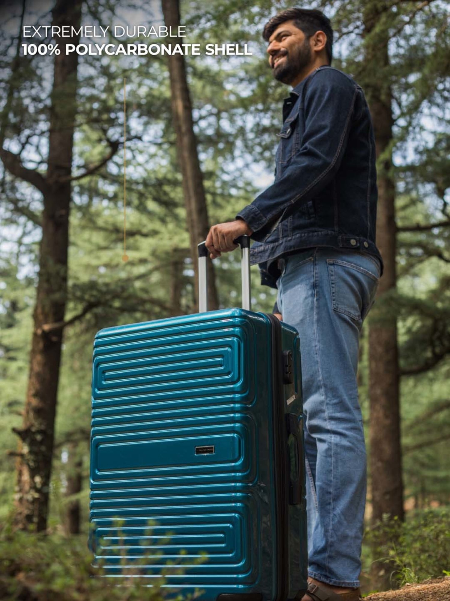 Nasher Miles Dalhousie Hard-Sided Poycarbonate Check-in Titanium Blue 28 inch |75cm Trolley Bag