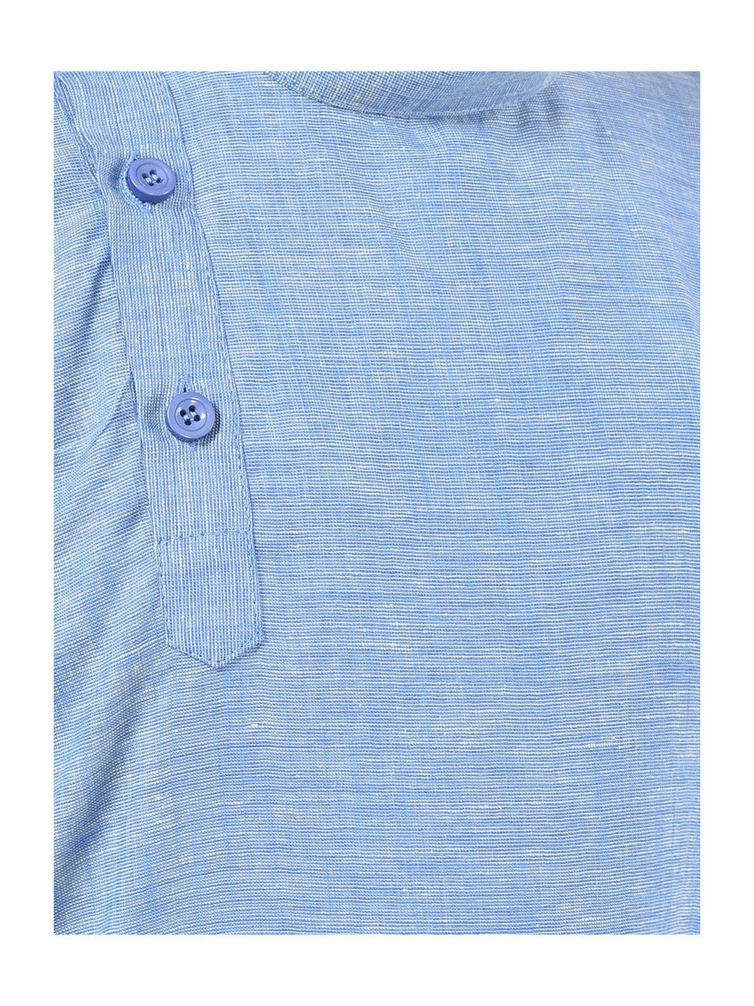 Deyann Kids Blue & White Solid Full Sleeves Kurta with Pyjamas