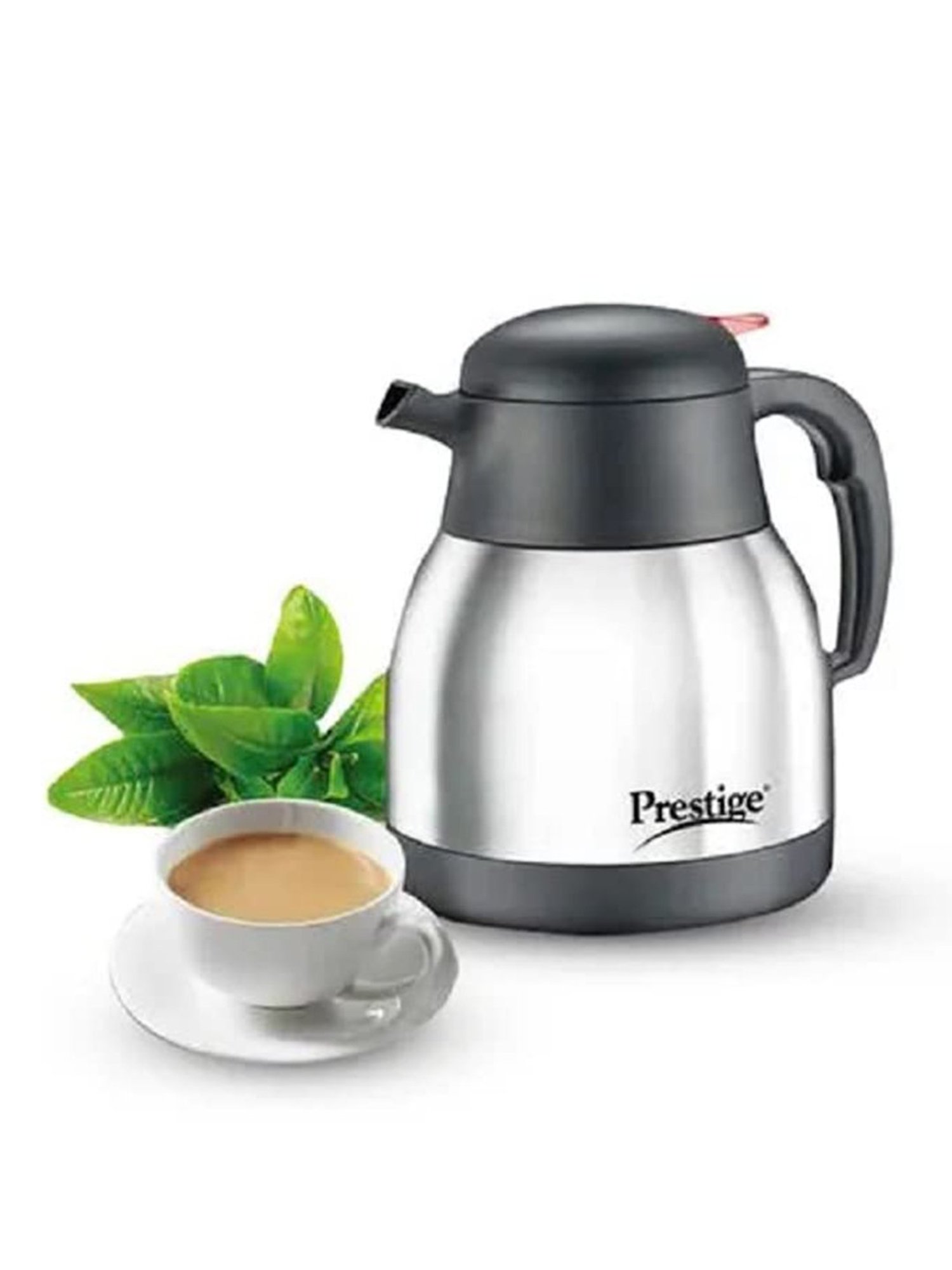 Prestige Silver & Black Stainless Steel Double Insulated Vacuum Flask (1 L) - Set of 1