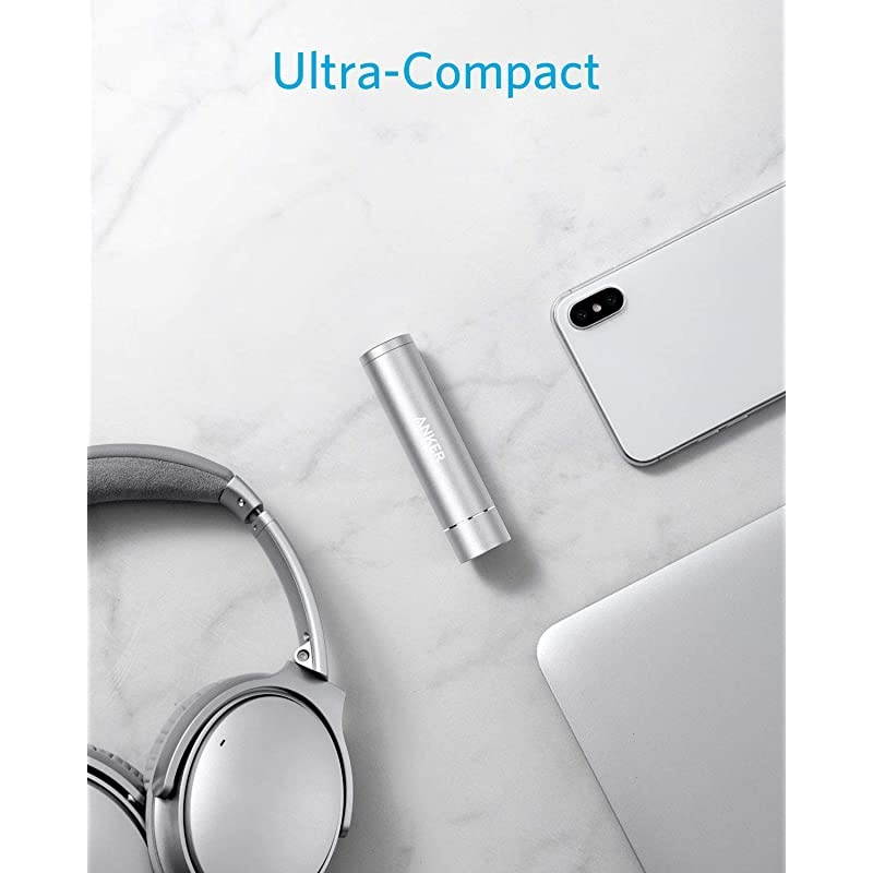 PowerCore+ Mini, 3350mAh Lipstick-Sized Portable Charger (Premium Aluminum Power Bank), One of The Most Compact External Batteries, Compatible with iPhone Xs/XR, Android Smartphones and More