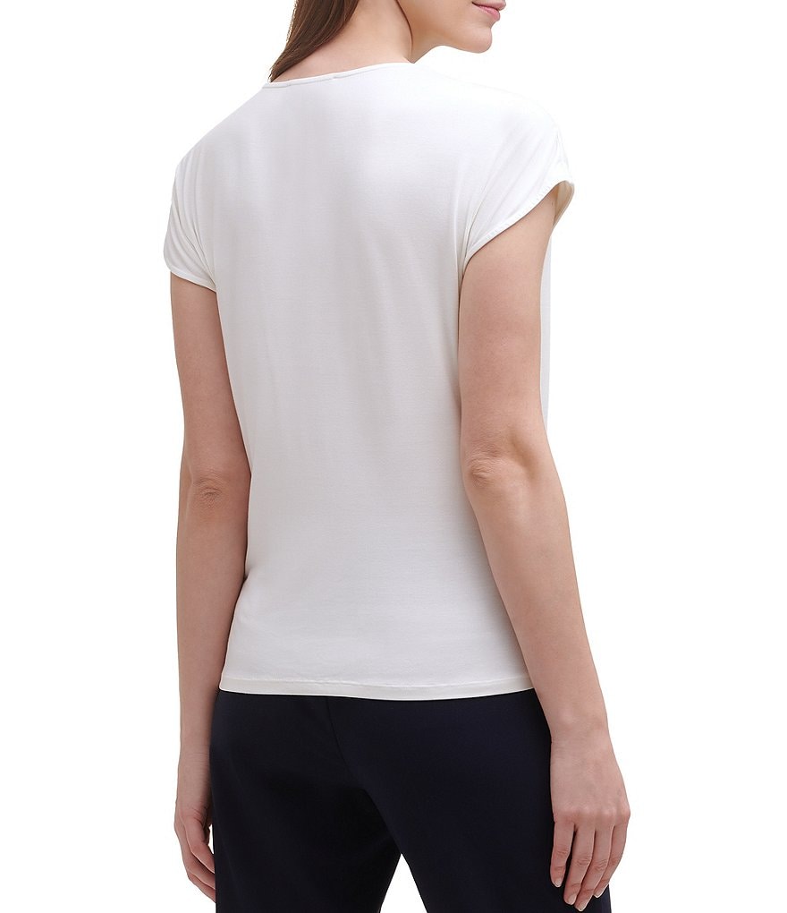 Tommy Hilfiger Twist Front Cap Sleeve Jersey Top