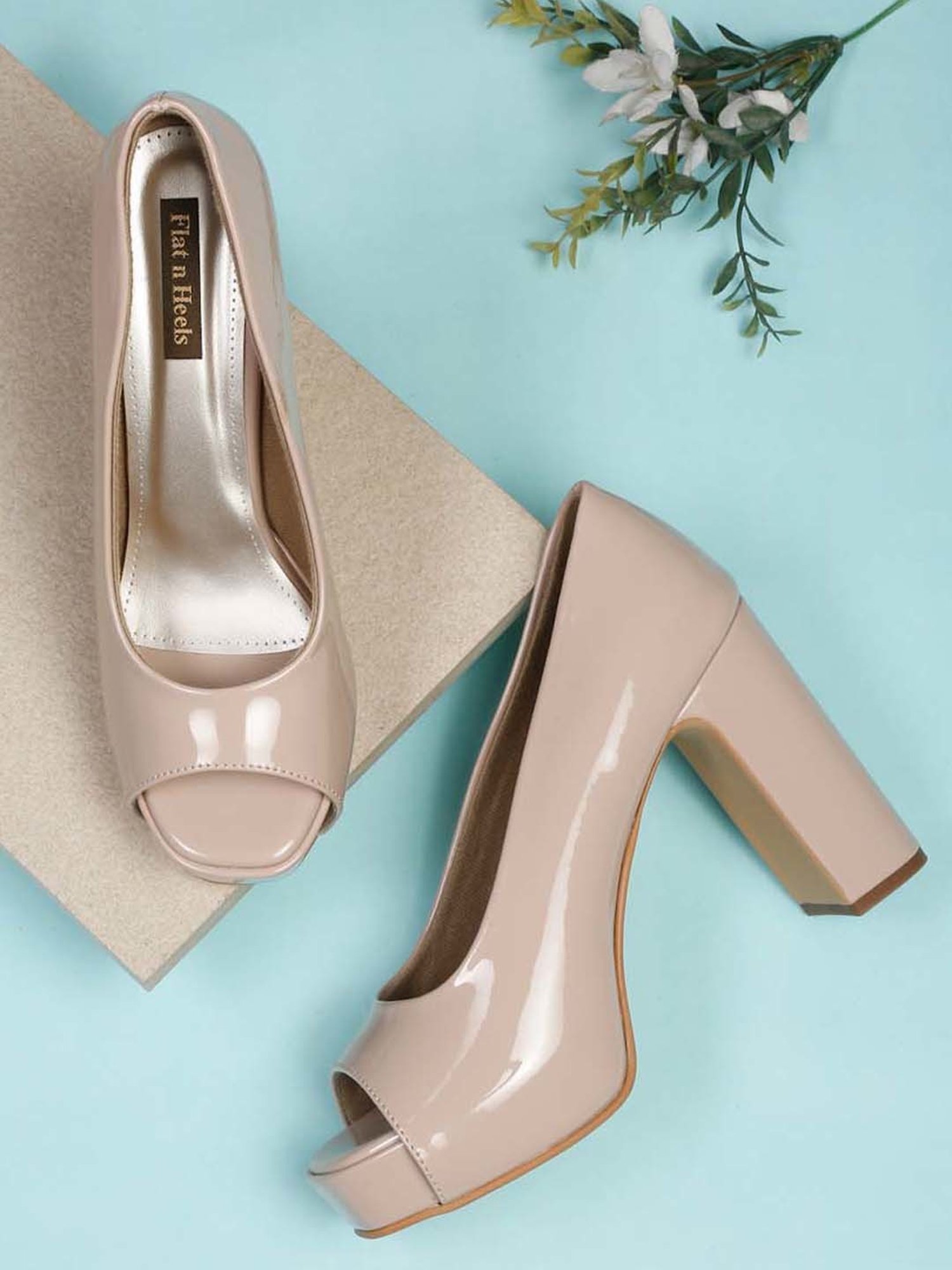 Flat N Heels Women's Beige Peeptoe Shoes