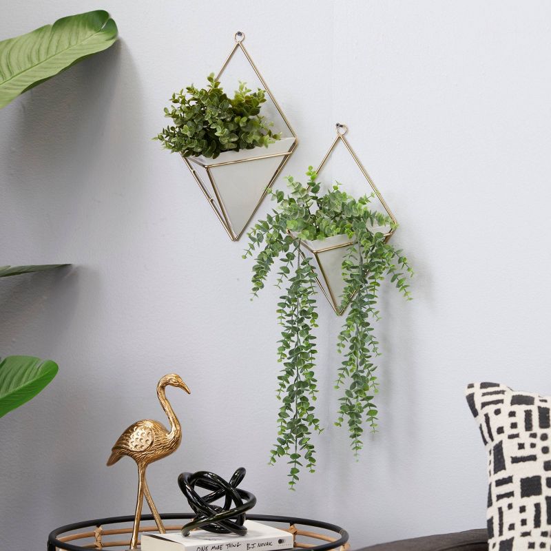 Set of 2 Metal Hanging Planters White - CosmoLiving by Cosmopolitan