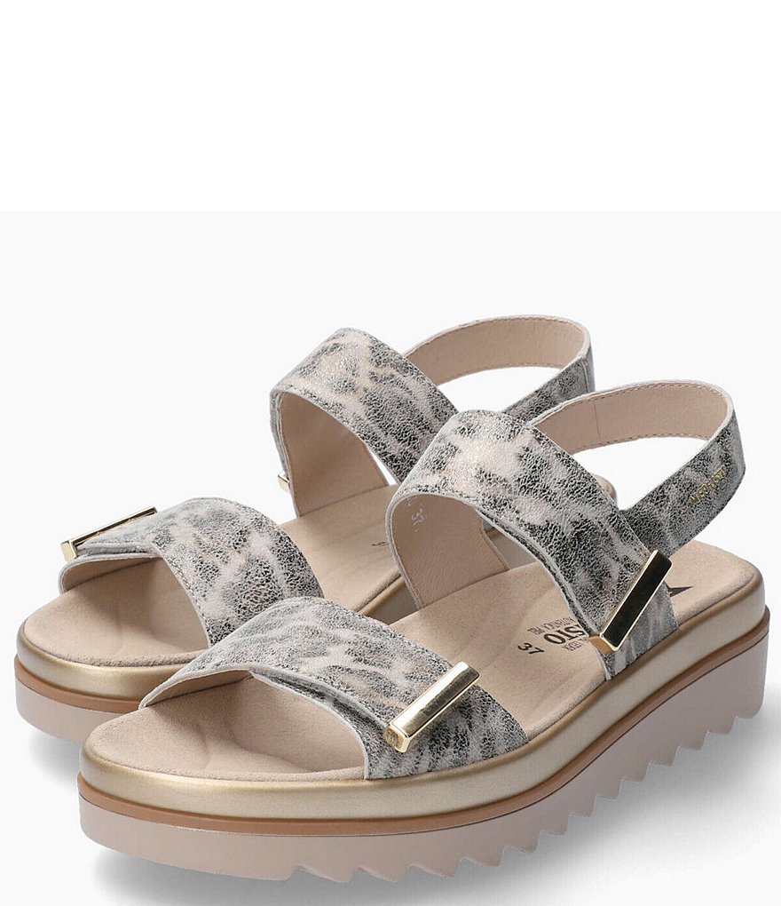 Mephisto Dominica Leopard Print Leather Wedge Sandals