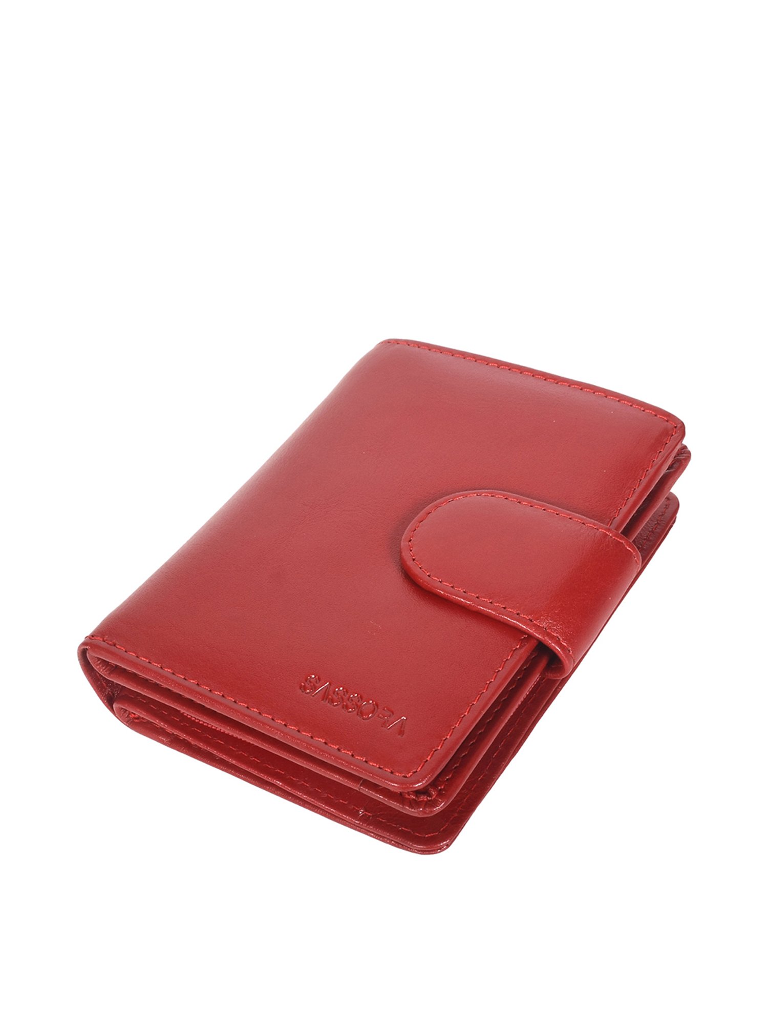 SASSORA Red Solid Rfid Bi-Fold Wallet for Women